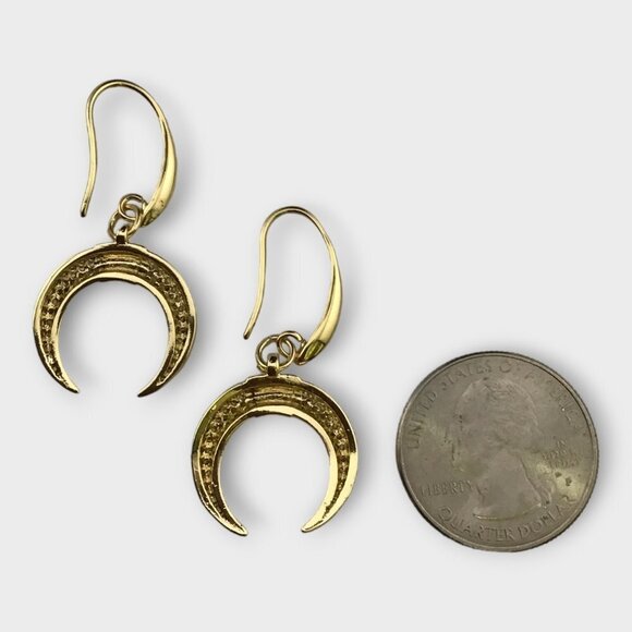 Gold Filled Crescent Moon Horn Earrings - Picture 7 of 11